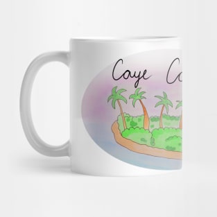 Caye Caulker watercolor Island travel, beach, sea and palm trees. Holidays and vacation, summer and relaxation Mug